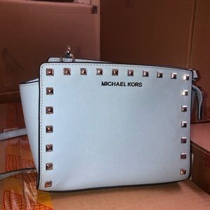 Light Blue Silver Studded Michael Kors Saffano